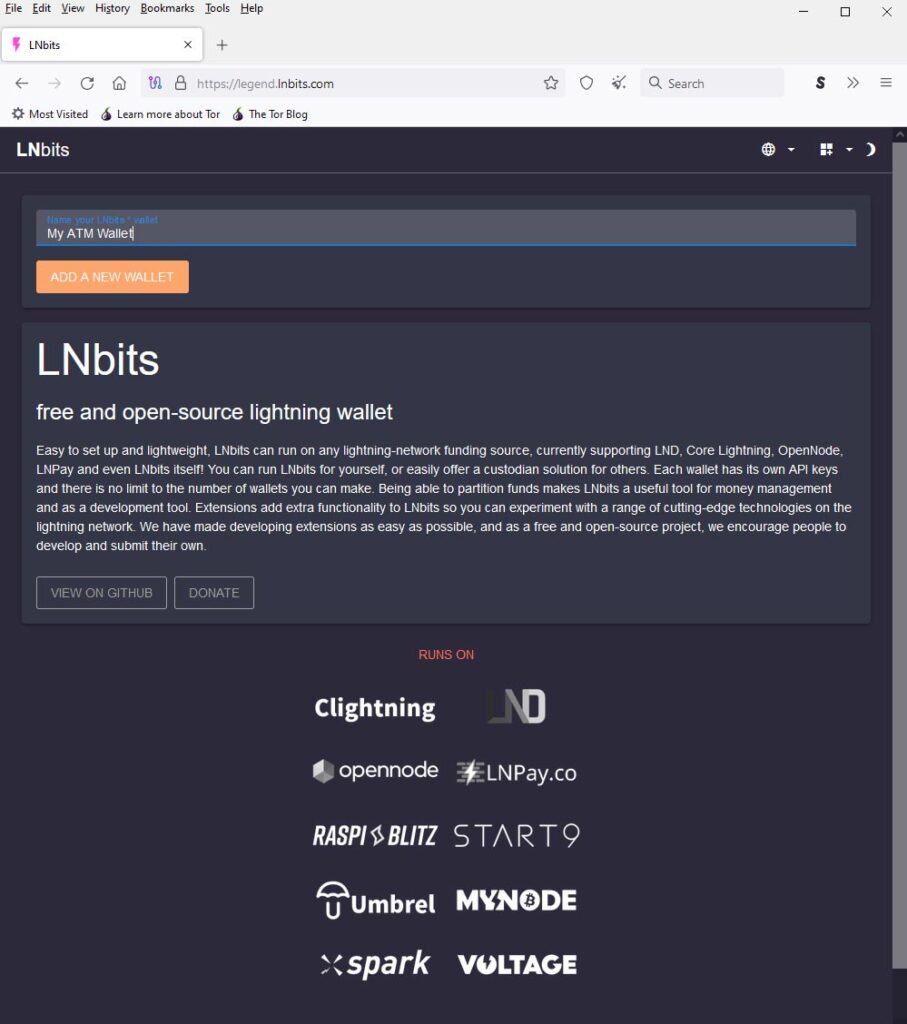 Create LNbits